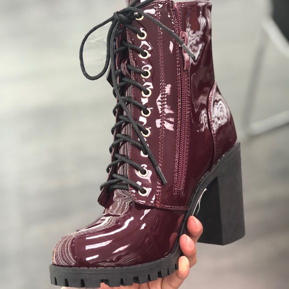 Lug sole patent military ankle boots - Picture 8 of 8